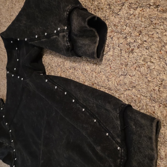 Broken Promises Adorned Washed Black Zip Up Hoodie Size Large - Picture 9 of 12